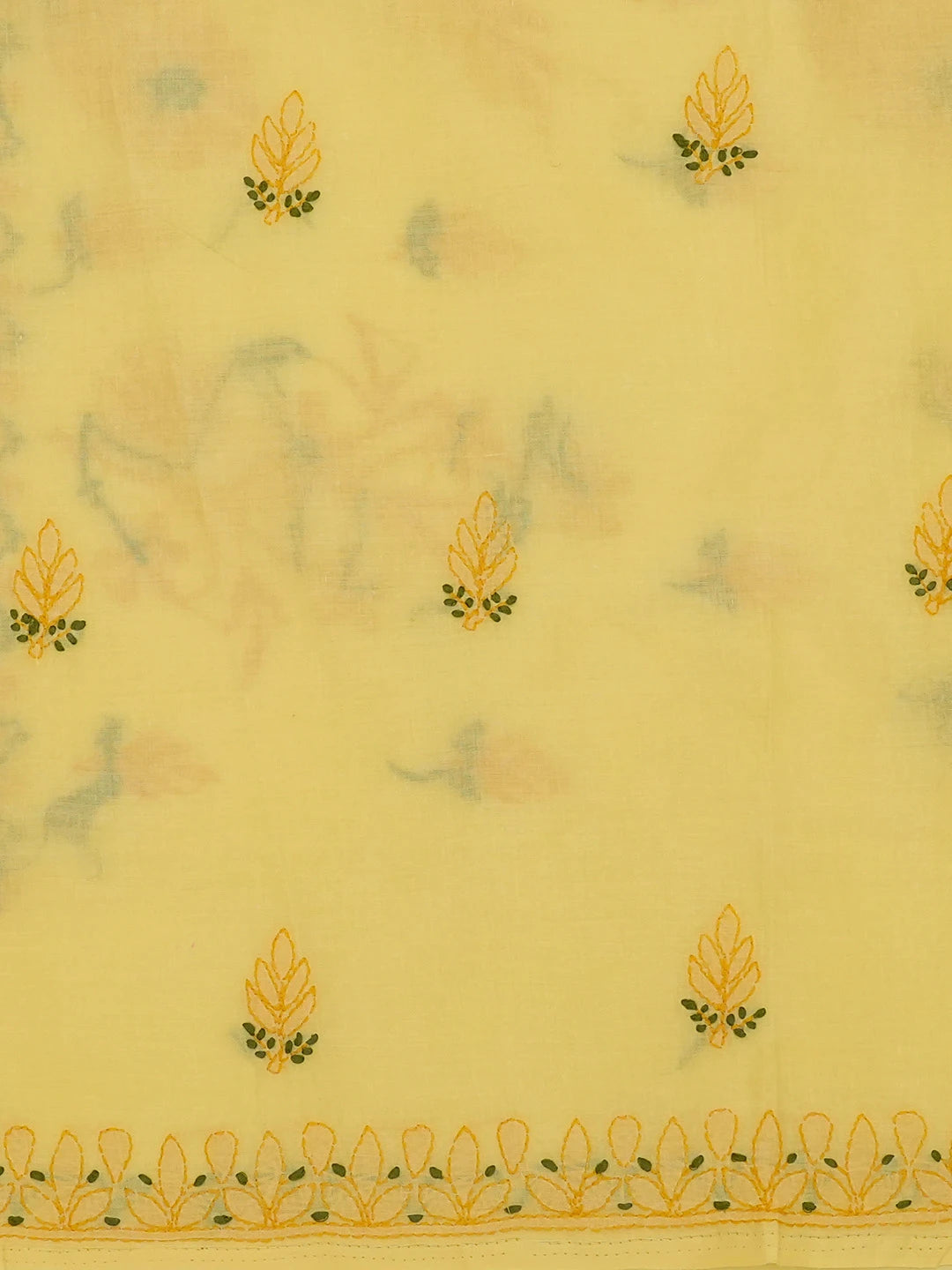 Ada Hand Embroidered Yellow Cotton Lucknowi Chikankari Unstitched Suit Piece 01A690664