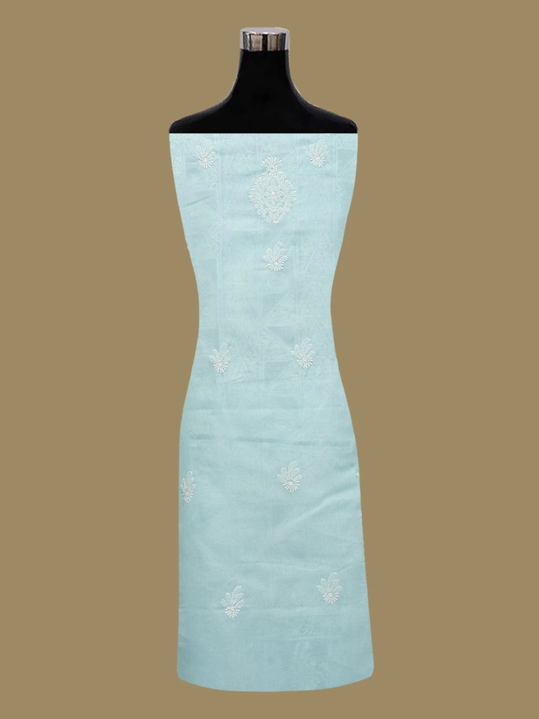 Ada Hand Embroidered Sky Blue Cotton Lucknowi Chikankari Unstitched Suit Piece 01A659512