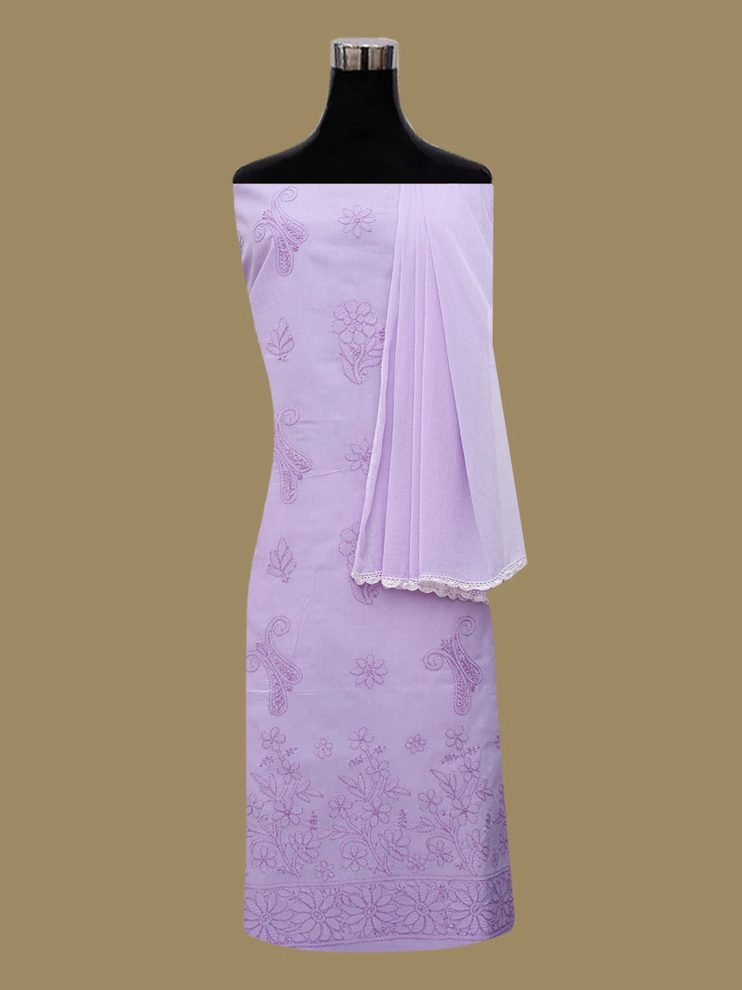 Ada Hand Embroidered Mauve Cotton Lucknowi Chikankari Unstitched Suit Piece 01A690662