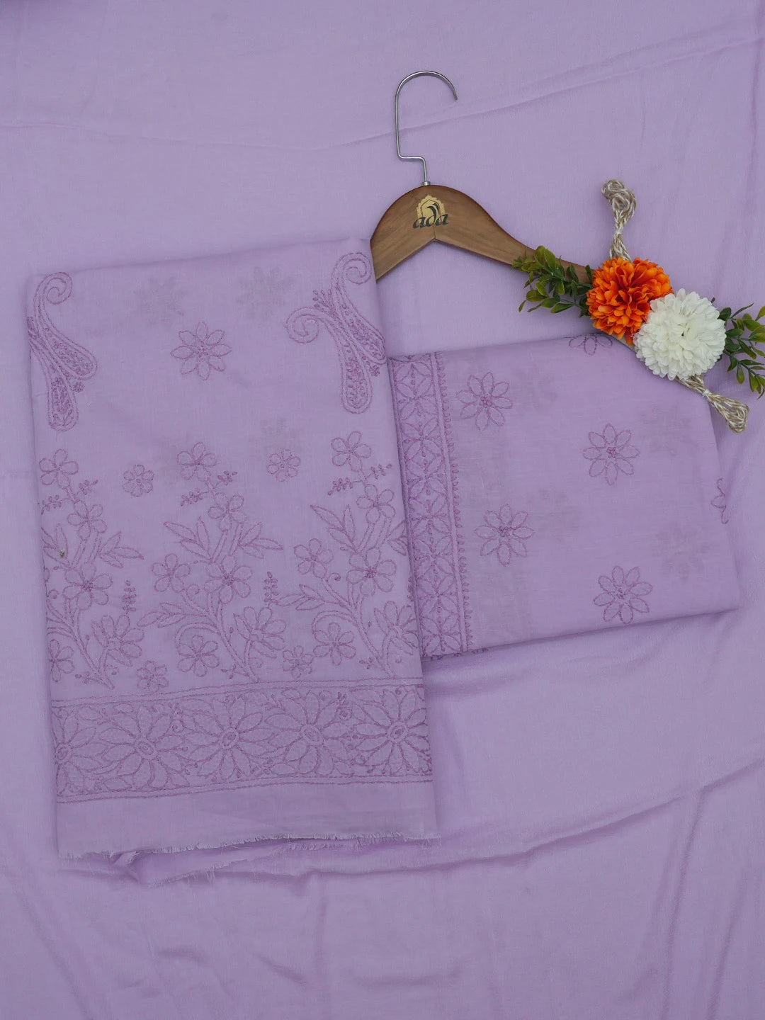 Ada Hand Embroidered Mauve Cotton Lucknowi Chikankari Unstitched Suit Piece 01A690662