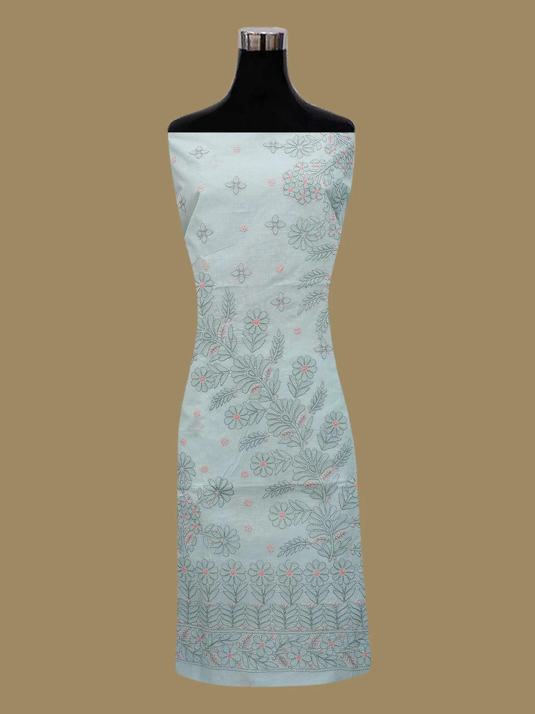 Ada Hand Embroidered Slate Grey Cotton Lucknowi Chikankari Unstitched Suit Piece 01A690666