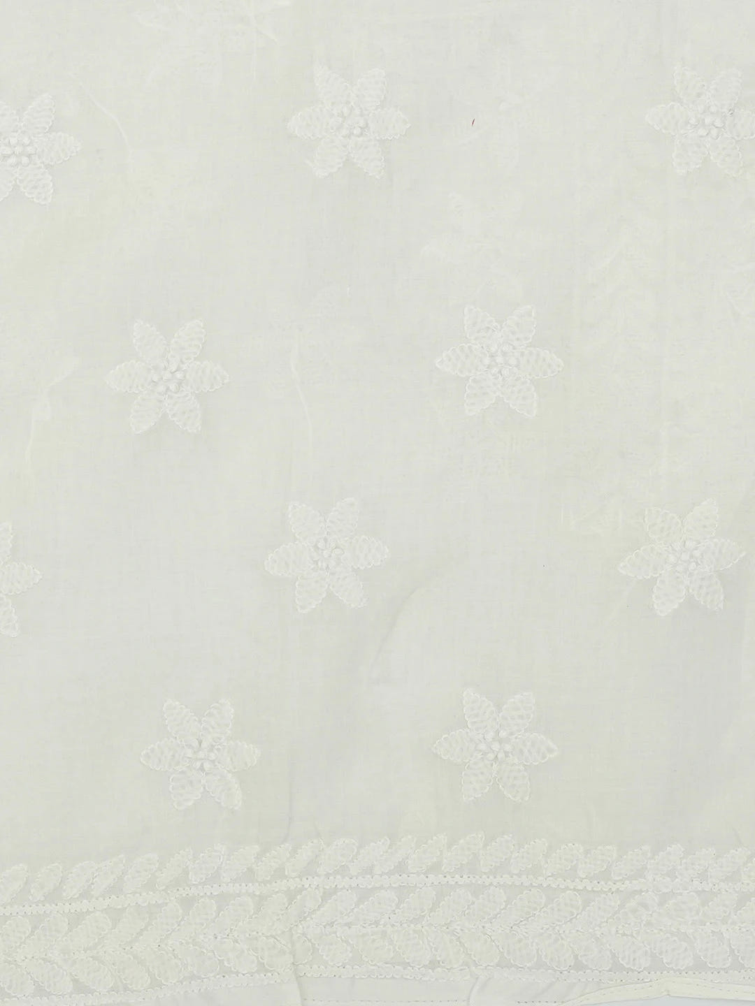 Ada Hand Embroidered Cream Cotton Lucknowi Chikankari Unstitched Suit Piece 01A678165