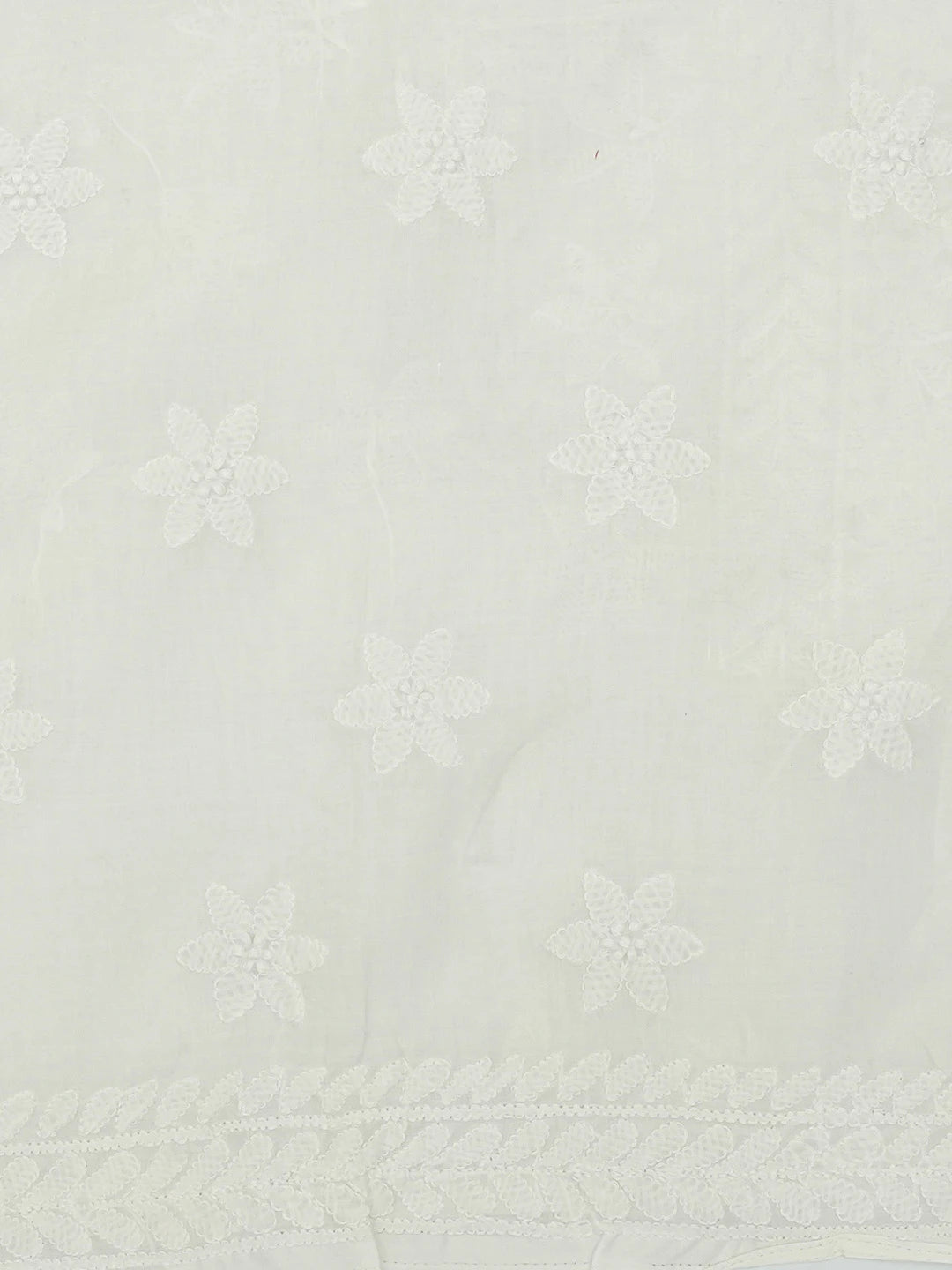 Ada Hand Embroidered Cream Cotton Lucknowi Chikankari Unstitched Suit Piece 01A678165