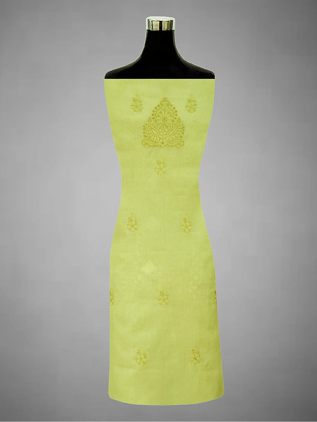 Ada Hand Embroidered Key Lime Cotton Lucknowi Chikankari Unstitched Suit Piece 01A692446