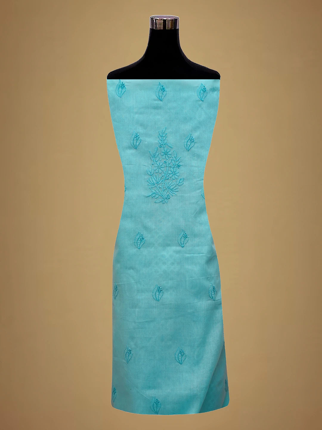 Ada Hand Embroidered Ice Blue Cotton Lucknowi Chikankari Unstitched Suit Piece With Muqaish Work 01A692437