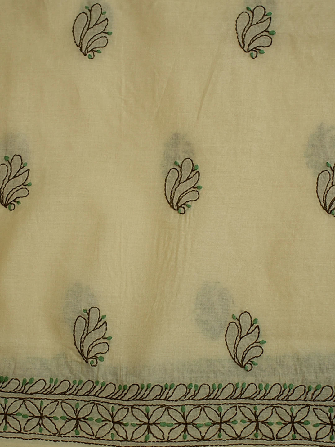 Ada Hand Embroidered Fawn Cotton Lucknowi Chikankari Unstitched Suit Piece 01A690732