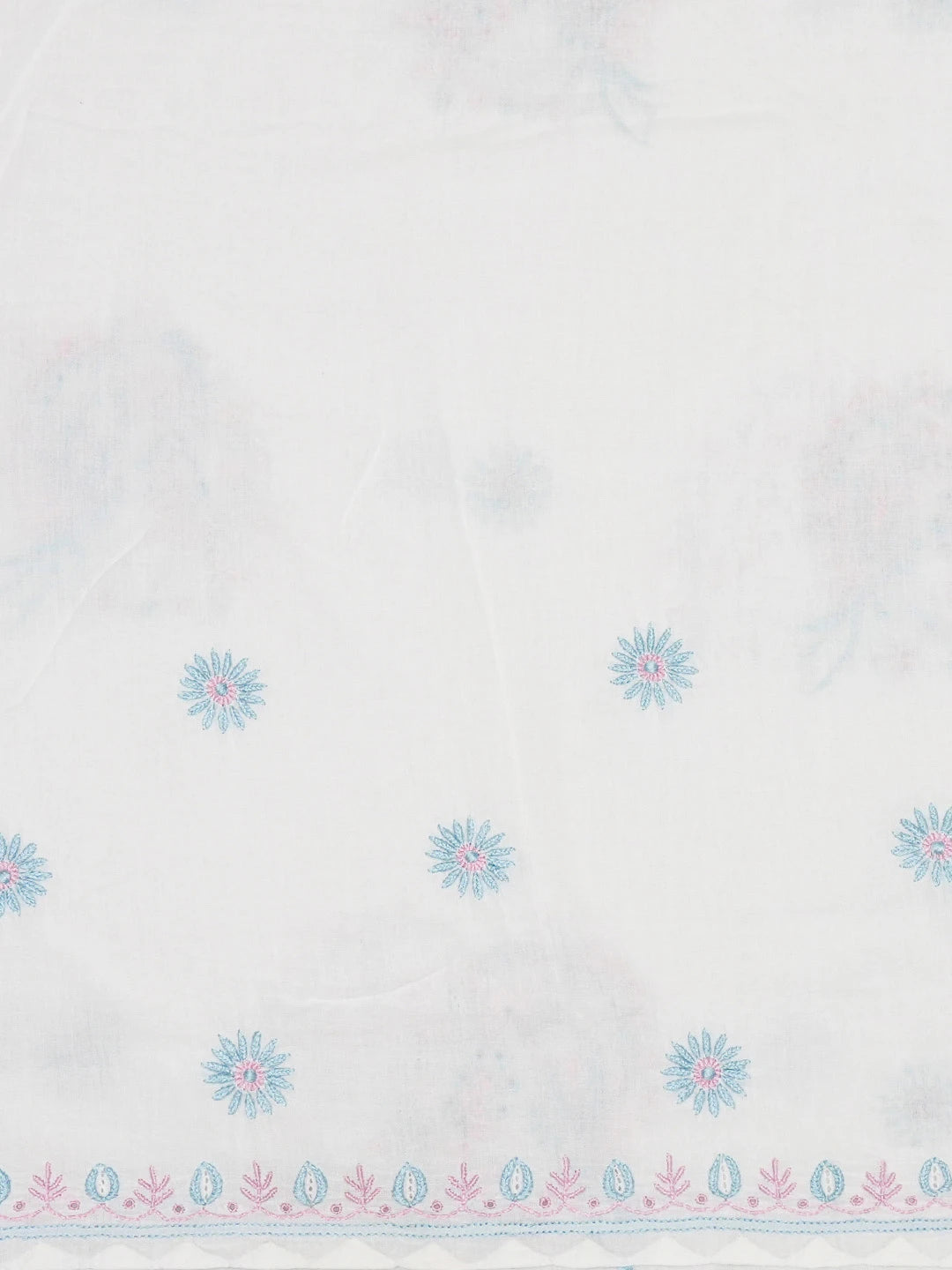 Ada Hand Embroidered White Cotton Lucknowi Chikankari Saree and Blouse 01A680827