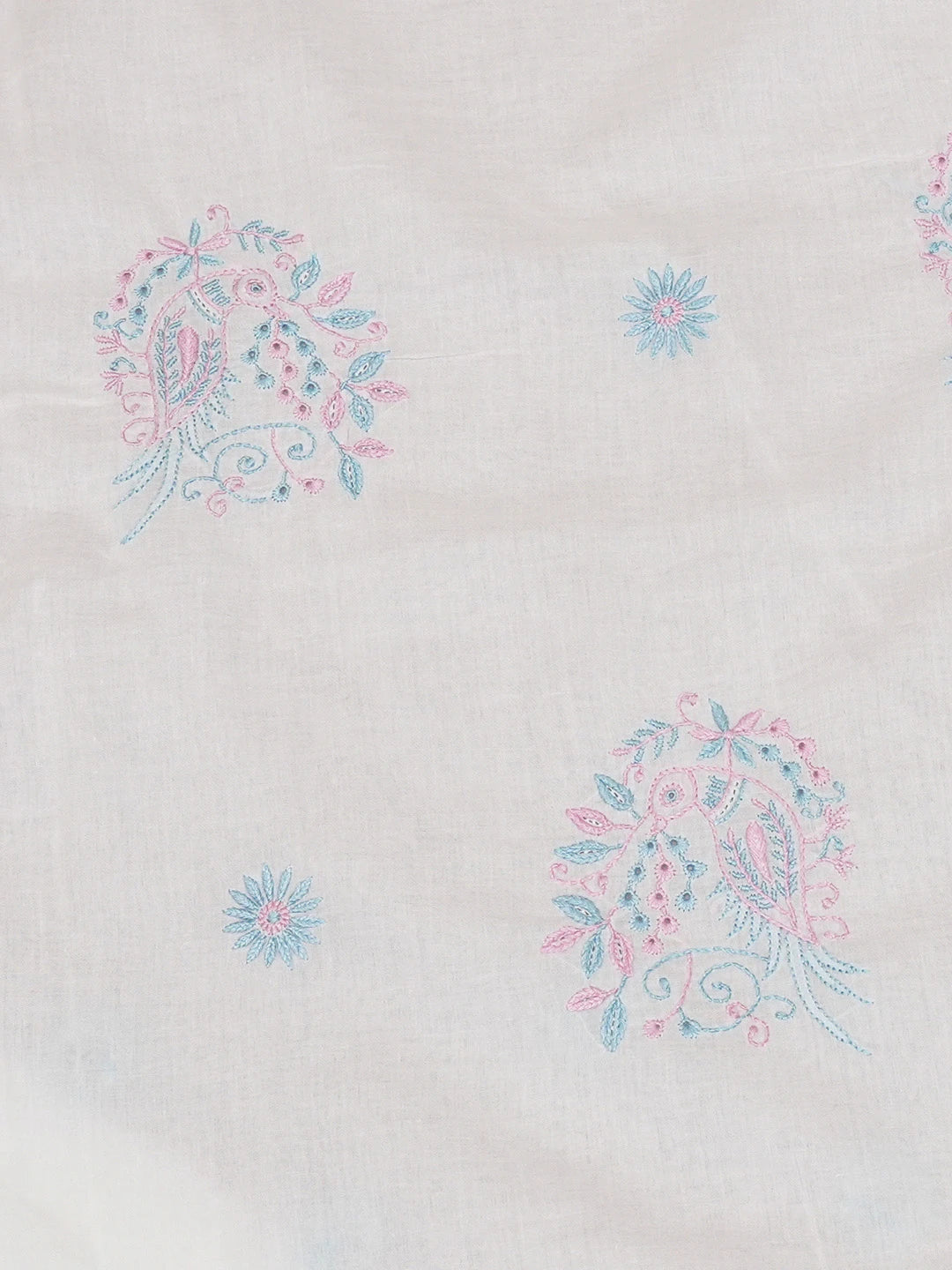 Ada Hand Embroidered White Cotton Lucknowi Chikankari Saree and Blouse 01A680827