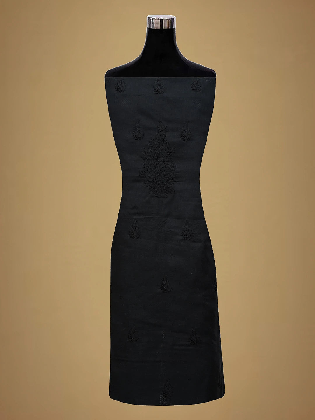 Ada Hand Embroidered Black Cotton Lucknowi Chikankari Unstitched Suit Piece With Muqaish Work 01A692434