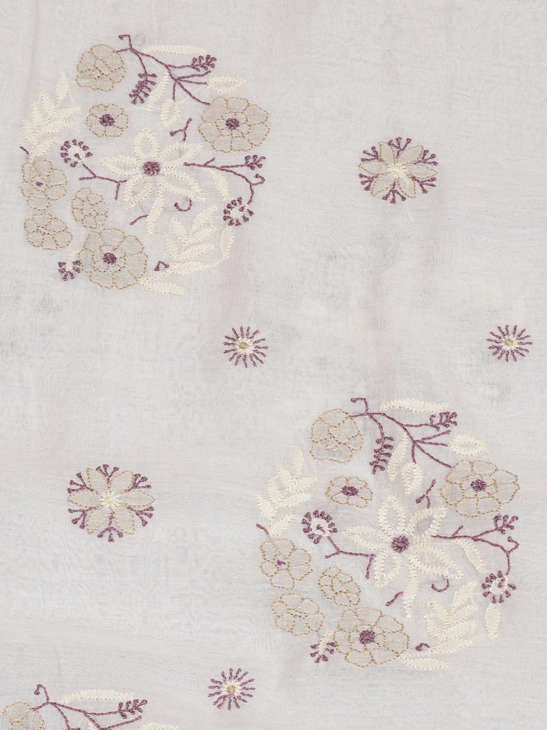 Ada Hand Embroidered Powder White Chanderi Lucknowi Chikankari Saree and Blouse 01A660583