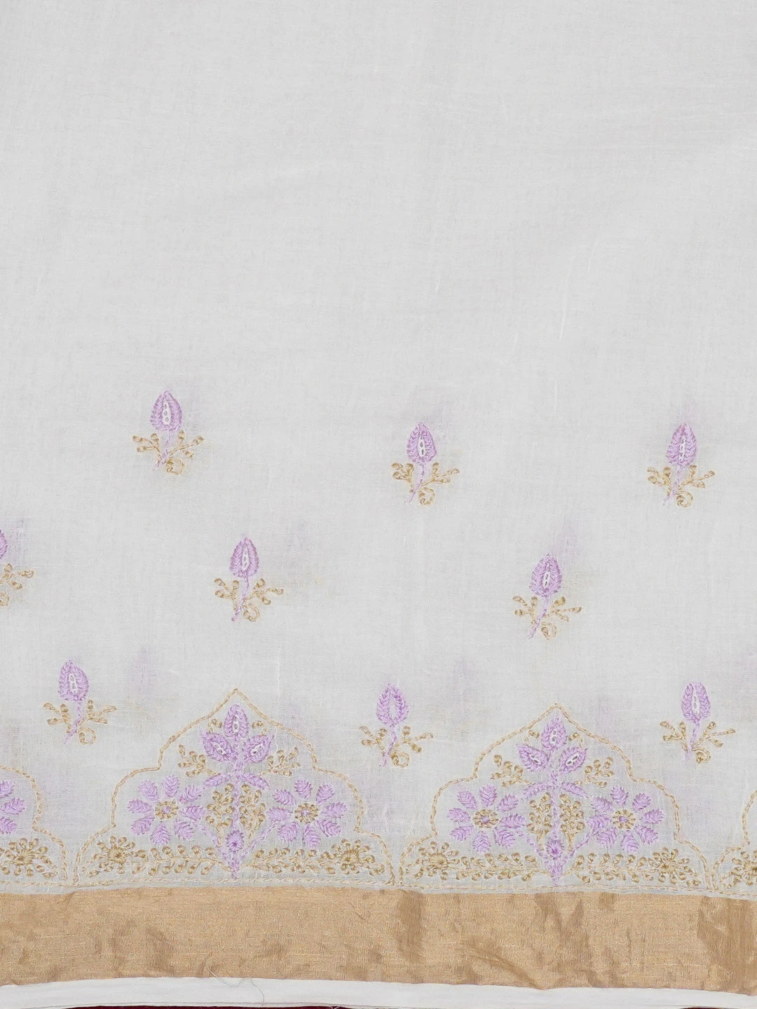 Ada Hand Embroidered Smoke White Cotton Lucknowi Chikankari Saree and Blouse 01A696841