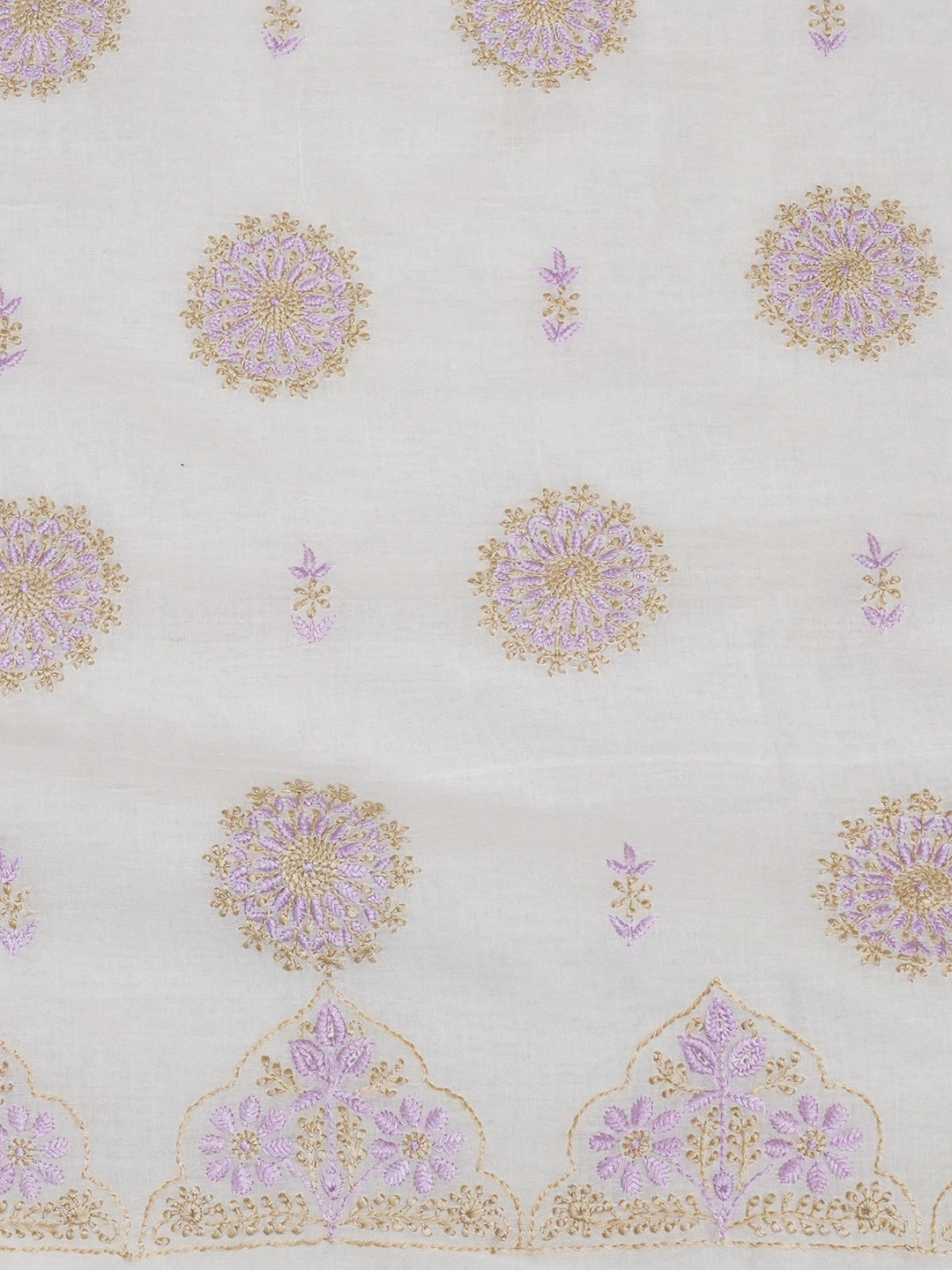 Ada Hand Embroidered Smoke White Cotton Lucknowi Chikankari Saree and Blouse 01A696841