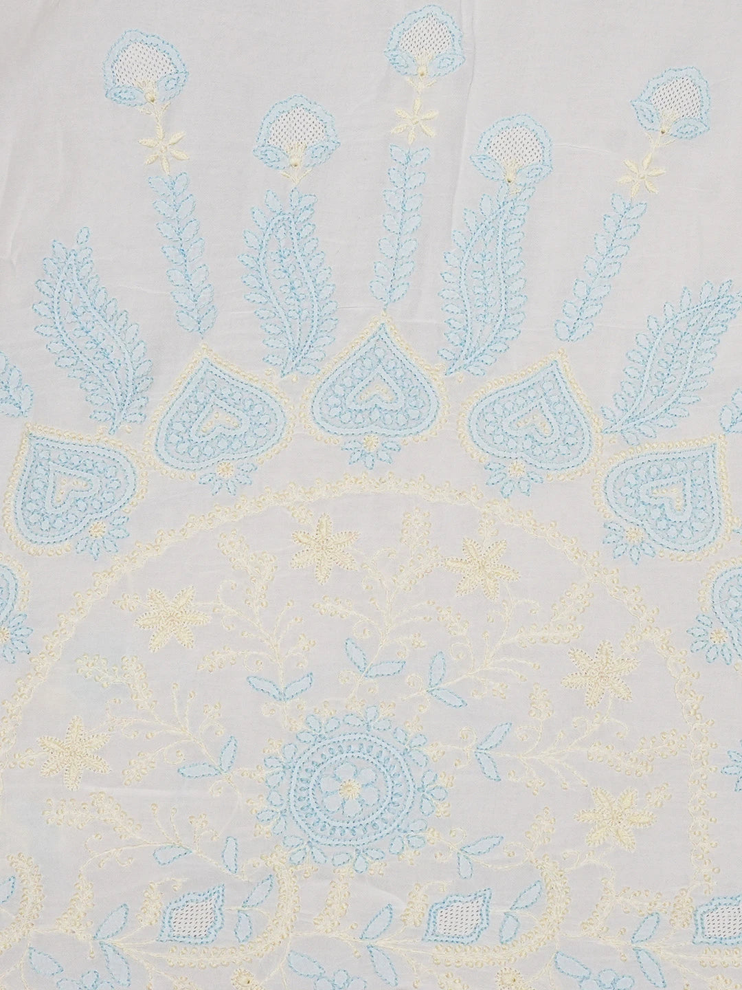 Ada Hand Embroidered White Cotton Lucknowi Chikankari Saree and Blouse 01A635412