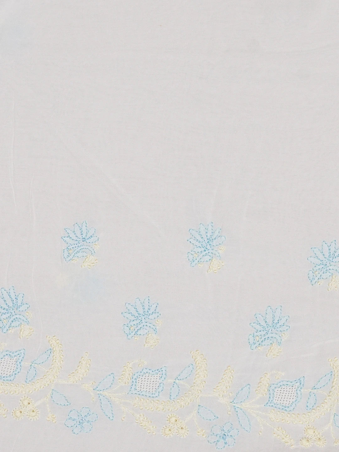 Ada Hand Embroidered White Cotton Lucknowi Chikankari Saree and Blouse 01A635412