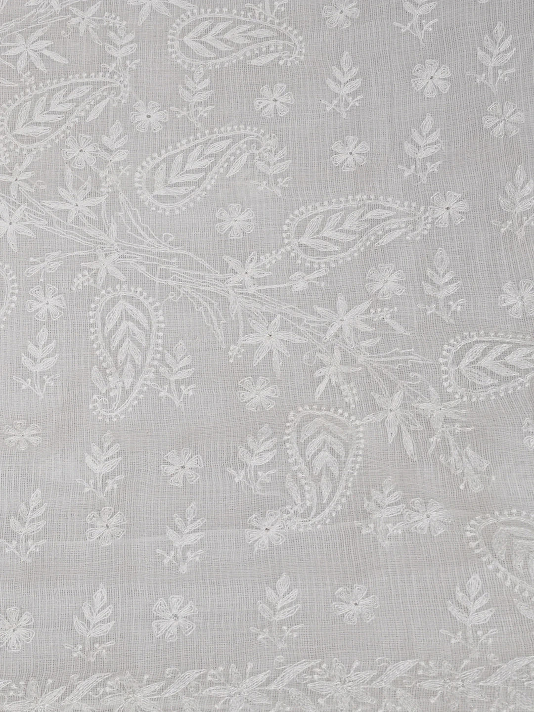 Ada Hand Embroidered White Kota Lucknowi Chikankari Saree and Blouse 01A675998