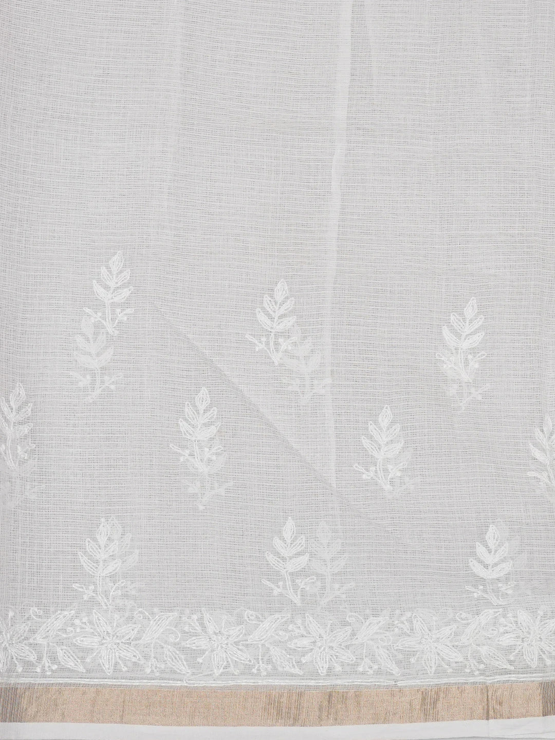 Ada Hand Embroidered White Kota Lucknowi Chikankari Saree and Blouse 01A675998
