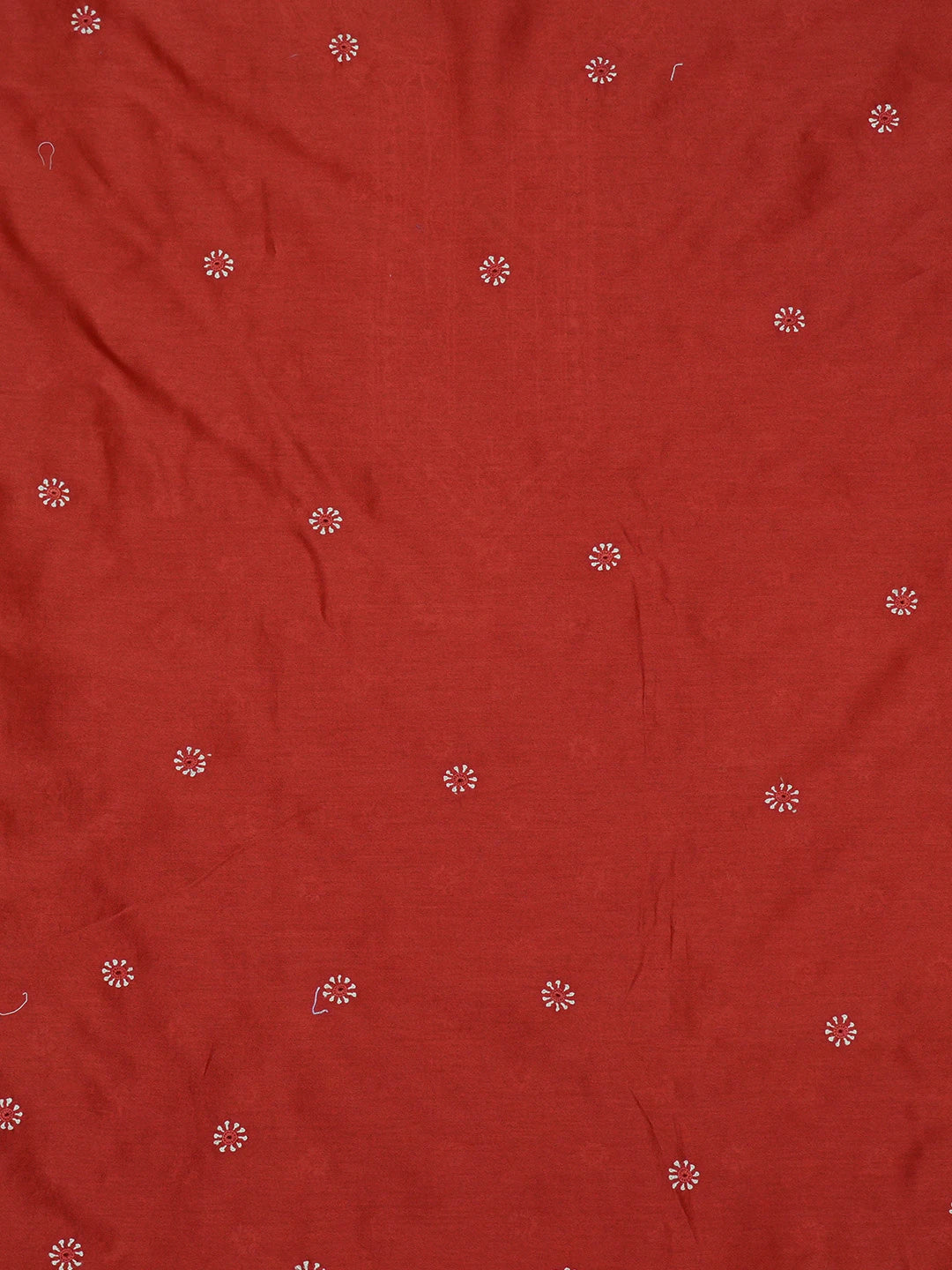 Ada Hand Embroidered Red Chanderi Lucknowi Chikankari Unstitched Men's Kurta Piece 01A697147