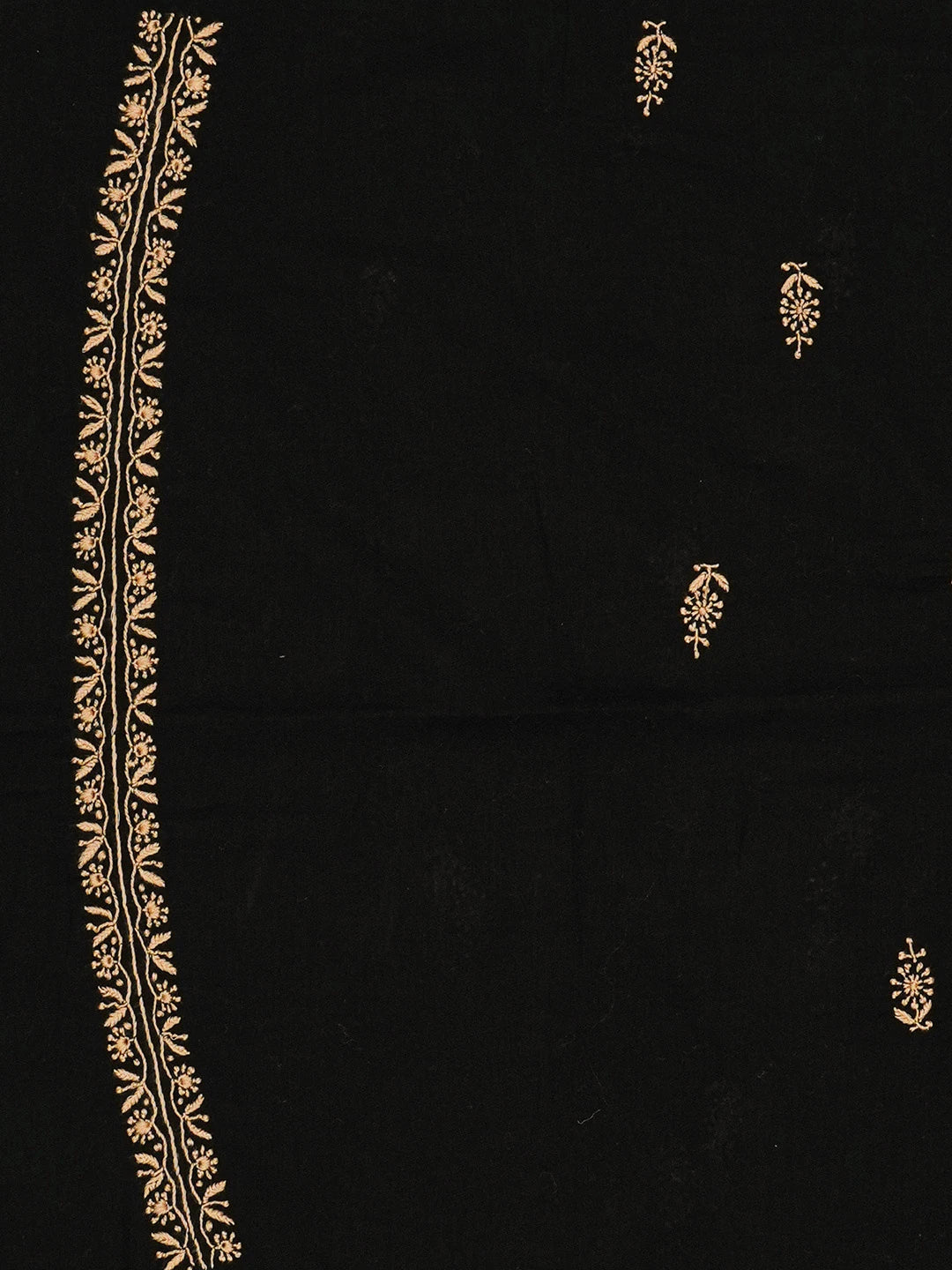 Ada Hand Embroidered Black Cotton Lucknowi Chikankari Unstitched Men's Kurta Piece 01A651947