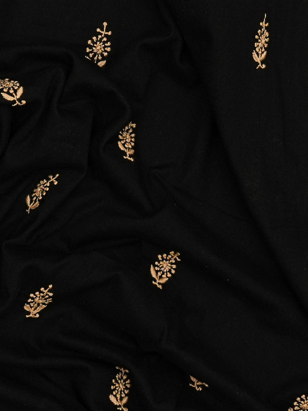 Ada Hand Embroidered Black Cotton Lucknowi Chikankari Unstitched Men's Kurta Piece 01A651947