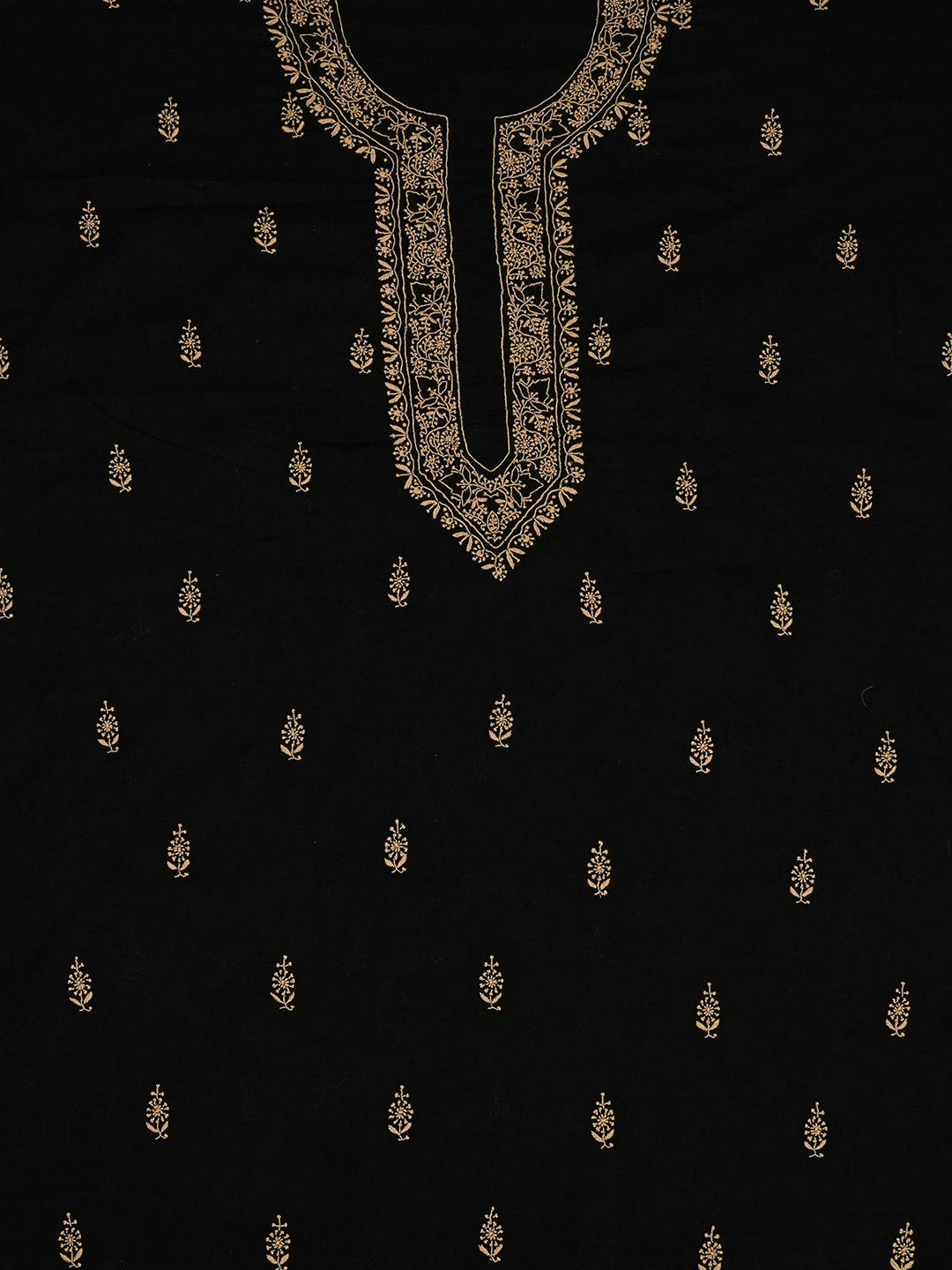 Ada Hand Embroidered Black Cotton Lucknowi Chikankari Unstitched Men's Kurta Piece 01A651947