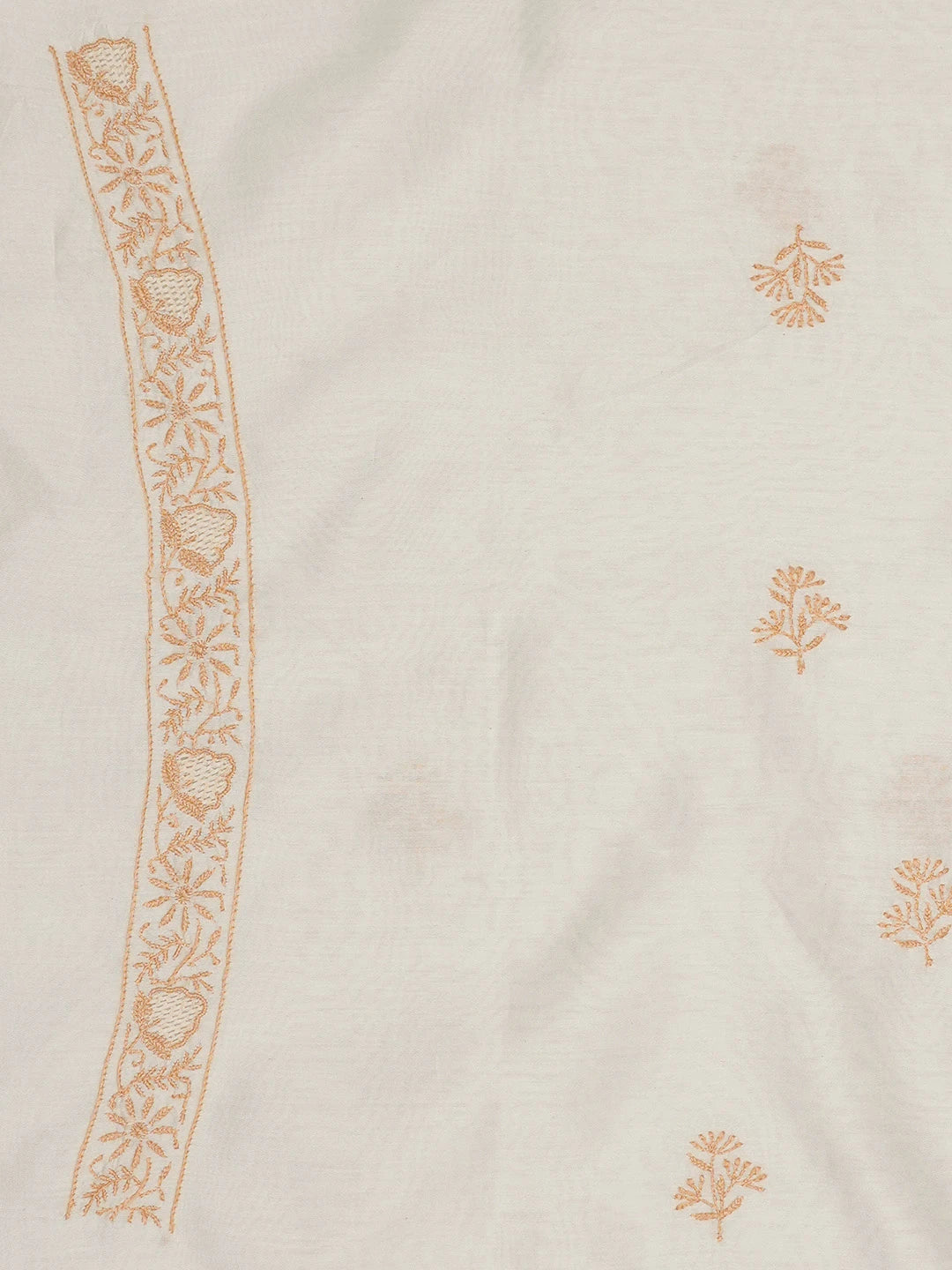 Ada Hand Embroidered Ivory White Chanderi Lucknowi Chikankari Unstitched Men's Kurta Piece 01A685772