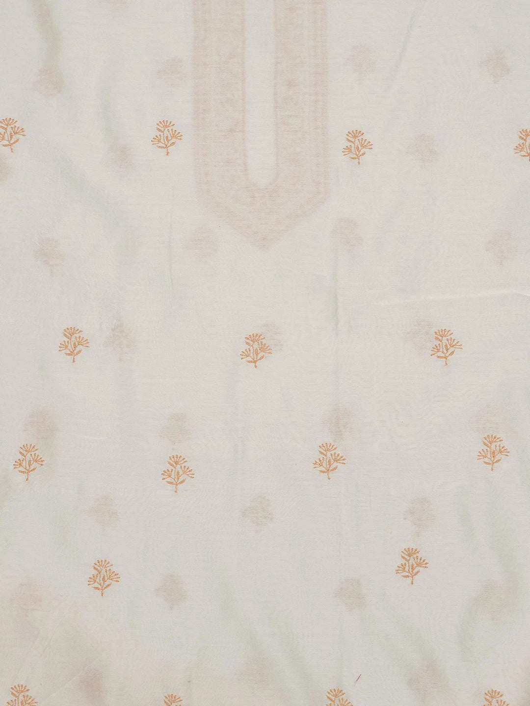 Ada Hand Embroidered Ivory White Chanderi Lucknowi Chikankari Unstitched Men's Kurta Piece 01A685772