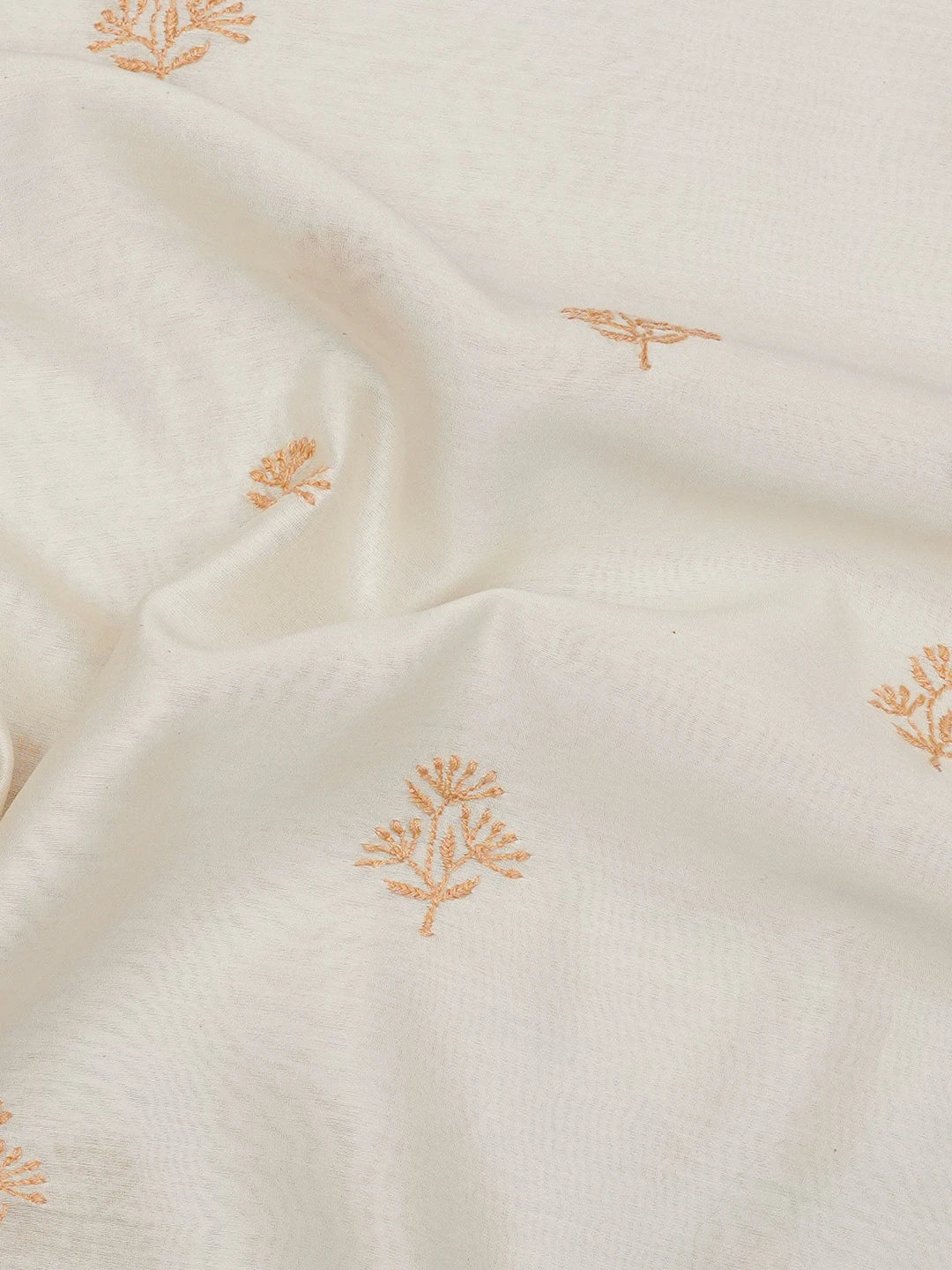 Ada Hand Embroidered Ivory White Chanderi Lucknowi Chikankari Unstitched Men's Kurta Piece 01A685772