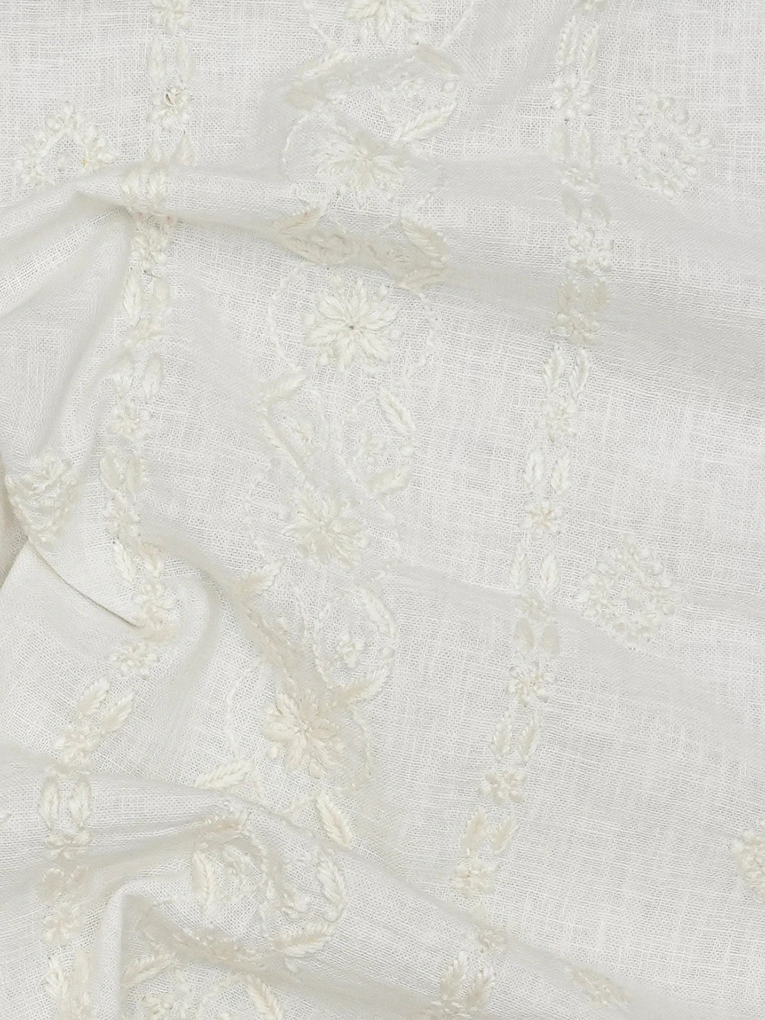 Ada Hand Embroidered White Linen Lucknowi Chikankari Unstitched Men's Kurta Piece 01A98585