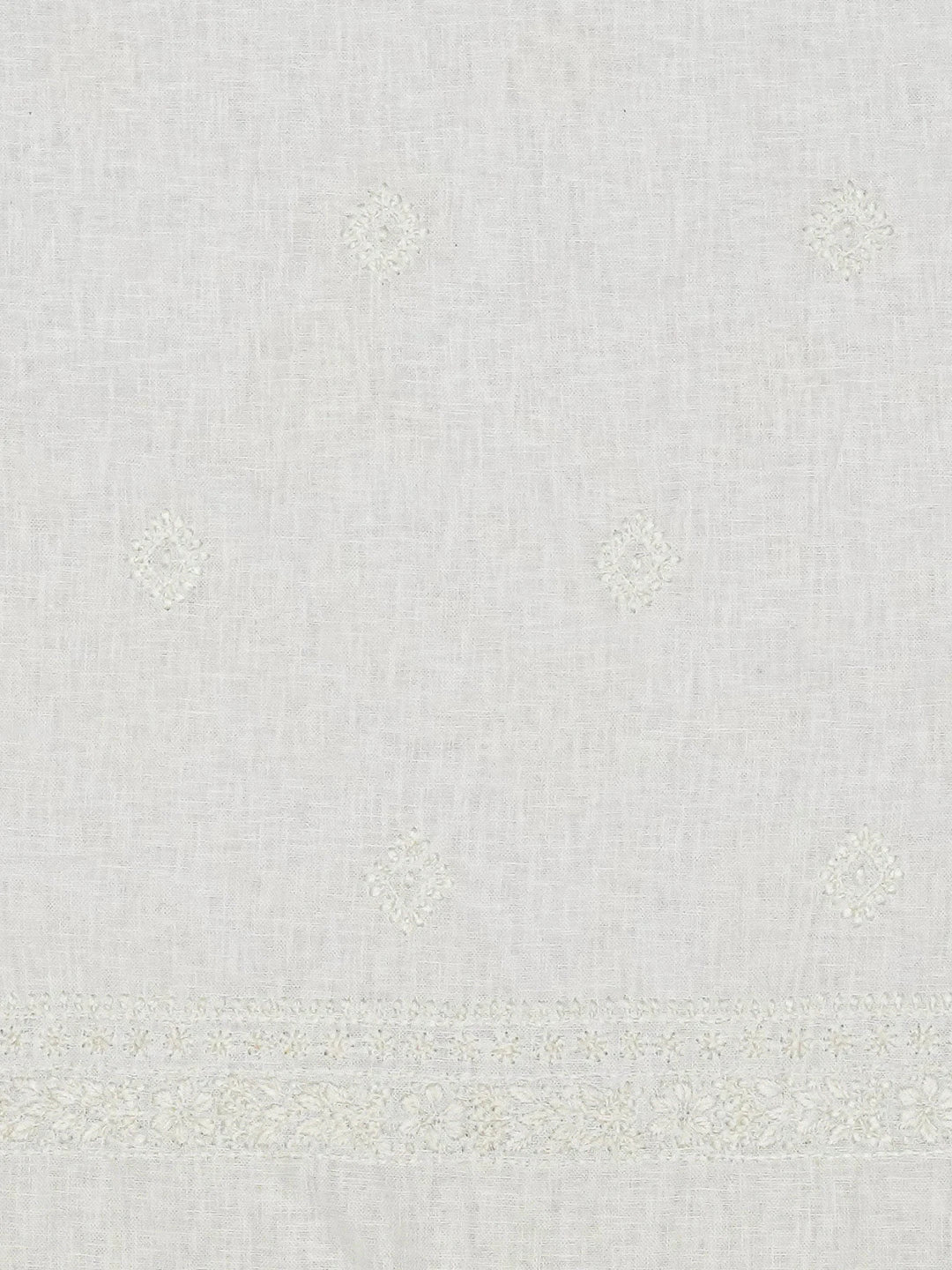 Ada Hand Embroidered White Linen Lucknowi Chikankari Unstitched Men's Kurta Piece 01A98585