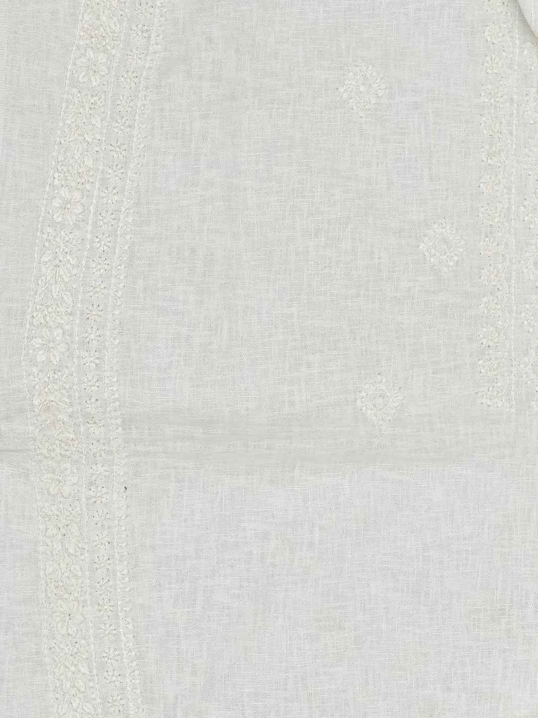 Ada Hand Embroidered White Linen Lucknowi Chikankari Unstitched Men's Kurta Piece 01A98585