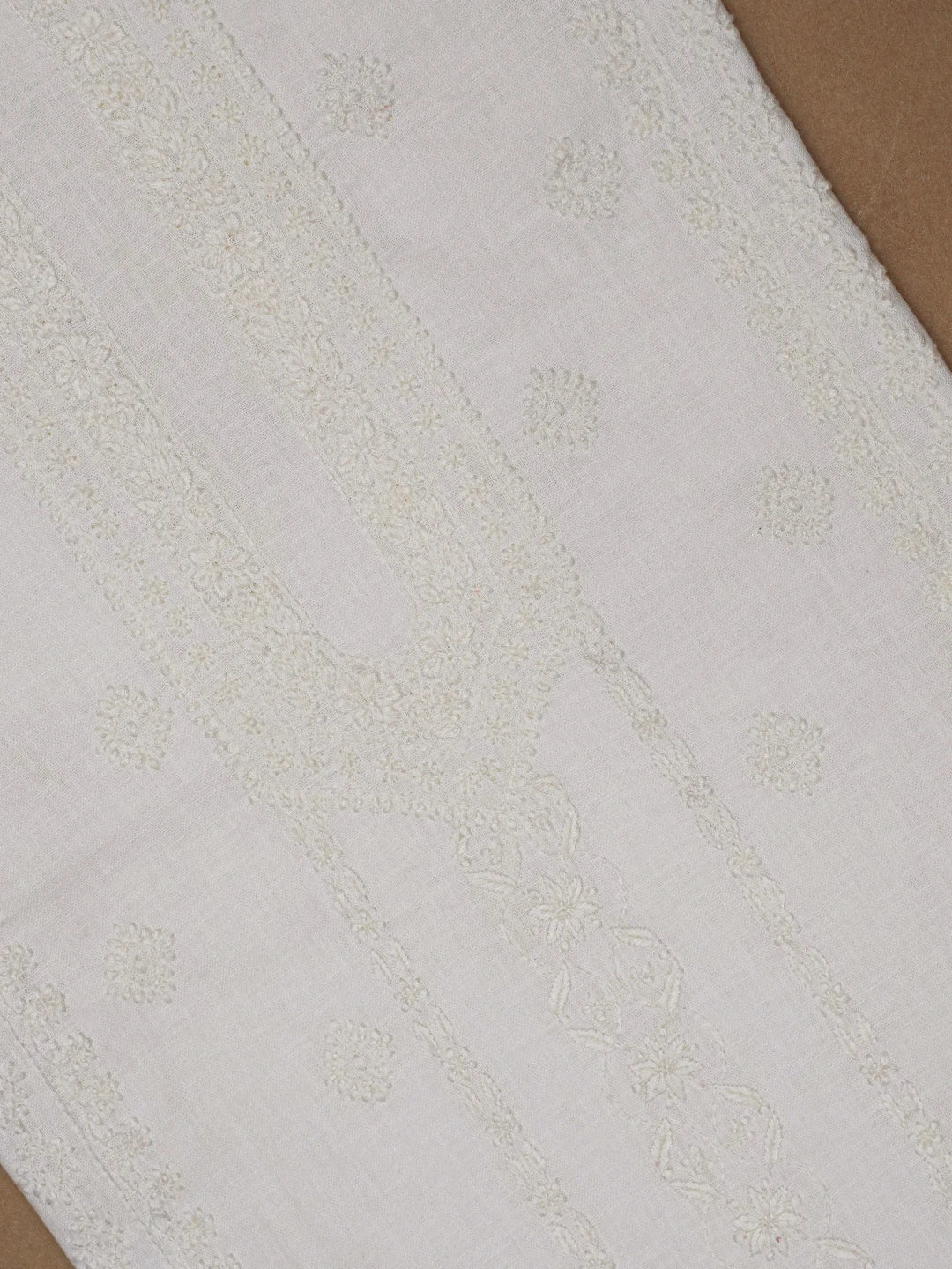 Ada Hand Embroidered White Linen Lucknowi Chikankari Unstitched Men's Kurta Piece 01A98585