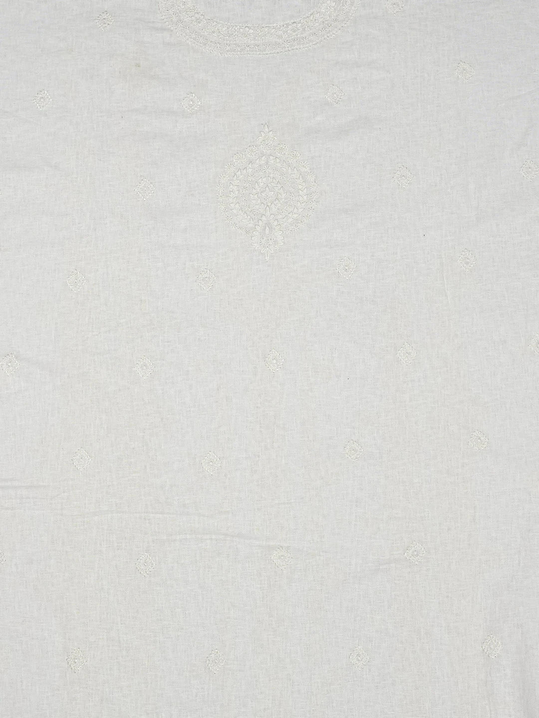 Ada Hand Embroidered White Linen Lucknowi Chikankari Unstitched Men's Kurta Piece 01A98585