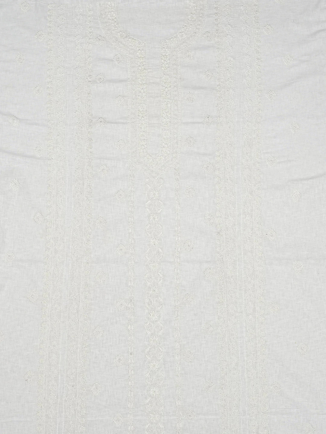 Ada Hand Embroidered White Linen Lucknowi Chikankari Unstitched Men's Kurta Piece 01A98585