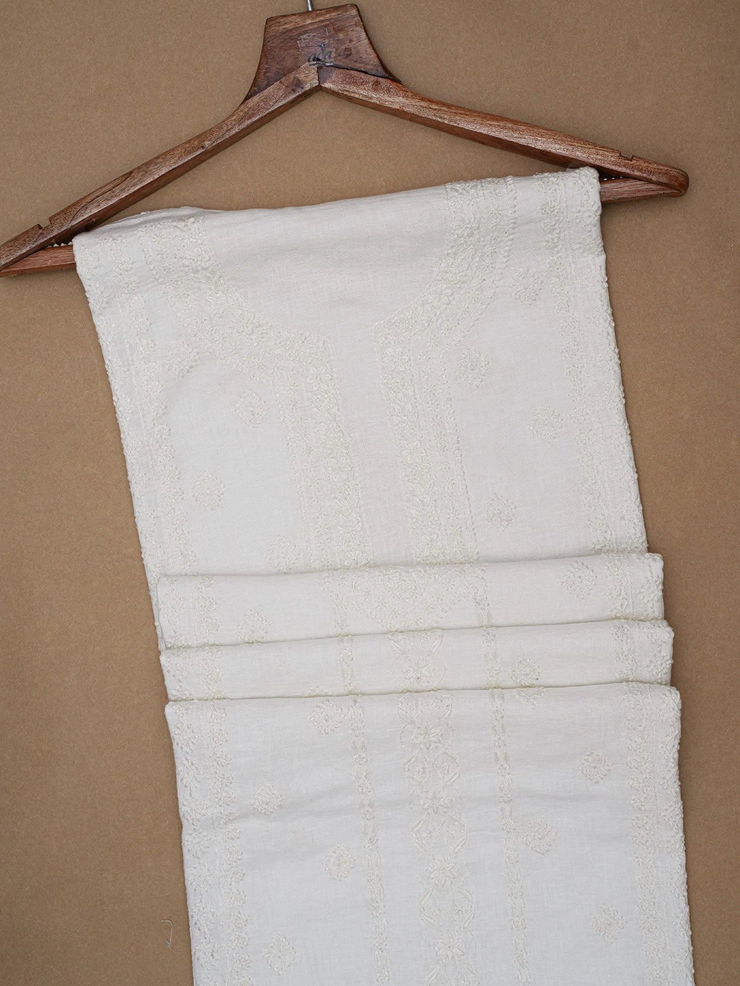Ada Hand Embroidered White Linen Lucknowi Chikankari Unstitched Men's Kurta Piece 01A98585