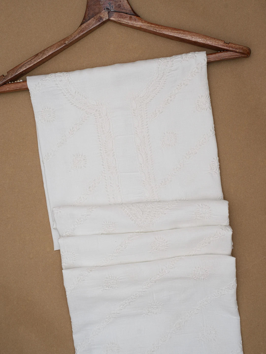 Ada Hand Embroidered White Linen Lucknowi Chikankari Unstitched Men's Kurta Piece 01A583302