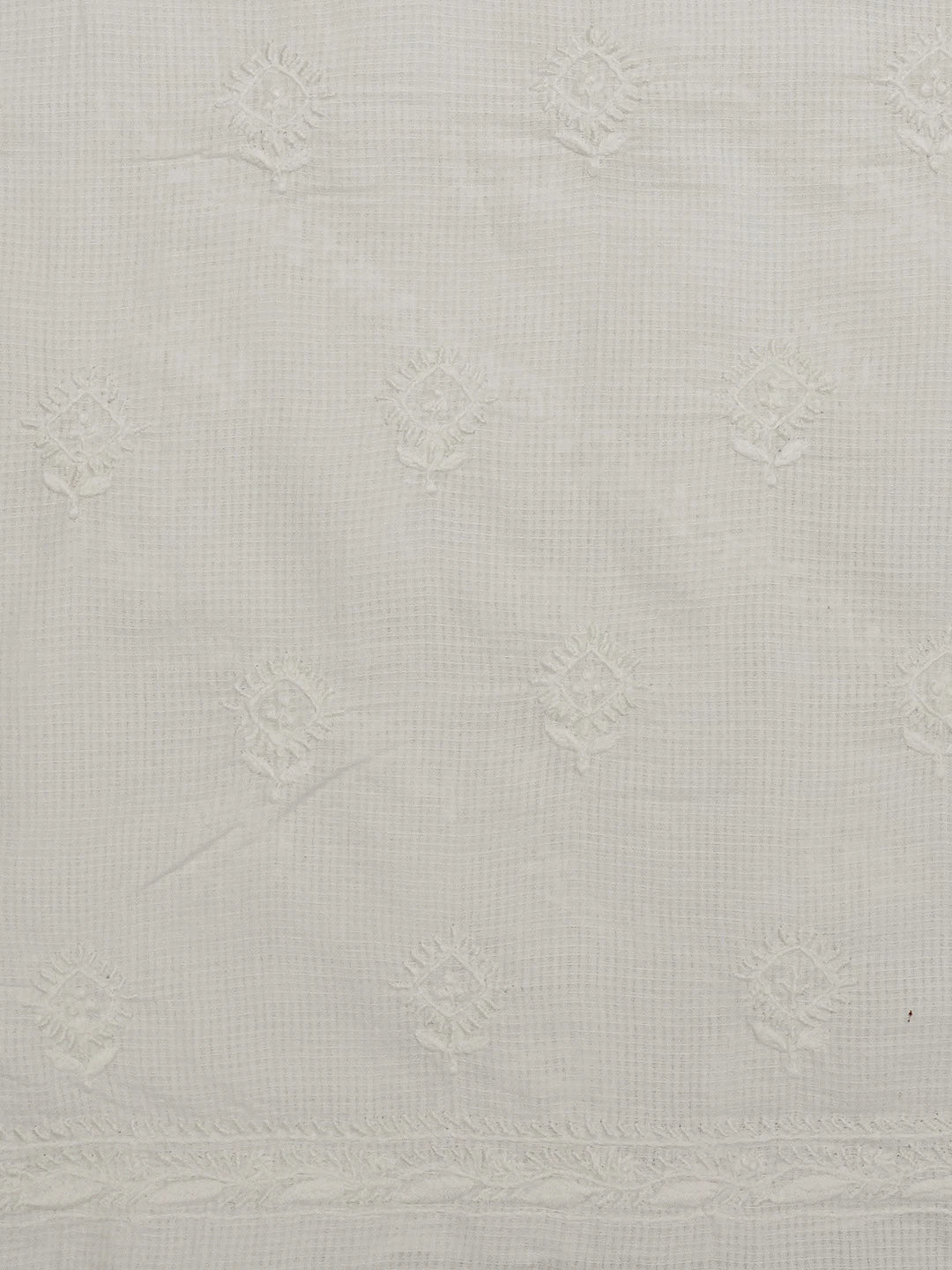 Ada Hand Embroidered White Linen Lucknowi Chikankari Unstitched Men's Kurta Piece 01A583302