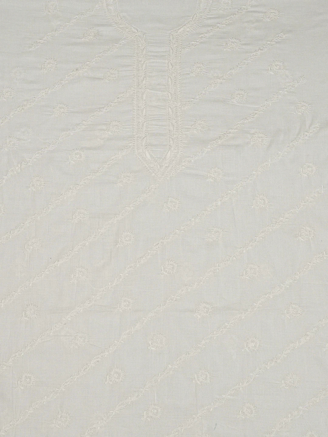 Ada Hand Embroidered White Linen Lucknowi Chikankari Unstitched Men's Kurta Piece 01A583302