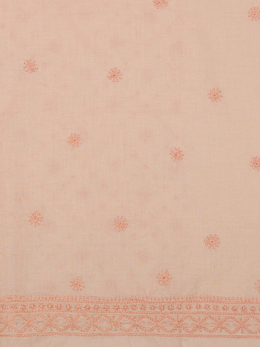 Ada Hand Embroidered Peach Cotton Lucknowi Chikankari Unstitched Men's Kurta Piece 01A697263