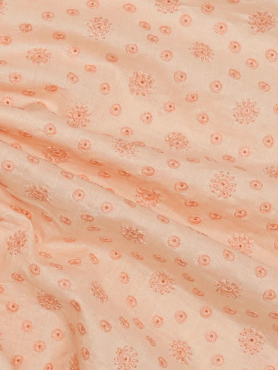 Ada Hand Embroidered Peach Cotton Lucknowi Chikankari Unstitched Men's Kurta Piece 01A697263