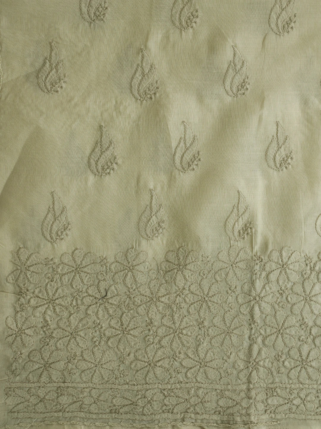 Ada Hand Embroidered Yuma Fawn Cotton Lucknowi Chikankari Unstitched Suit Piece With Muqaish Work 01A692457