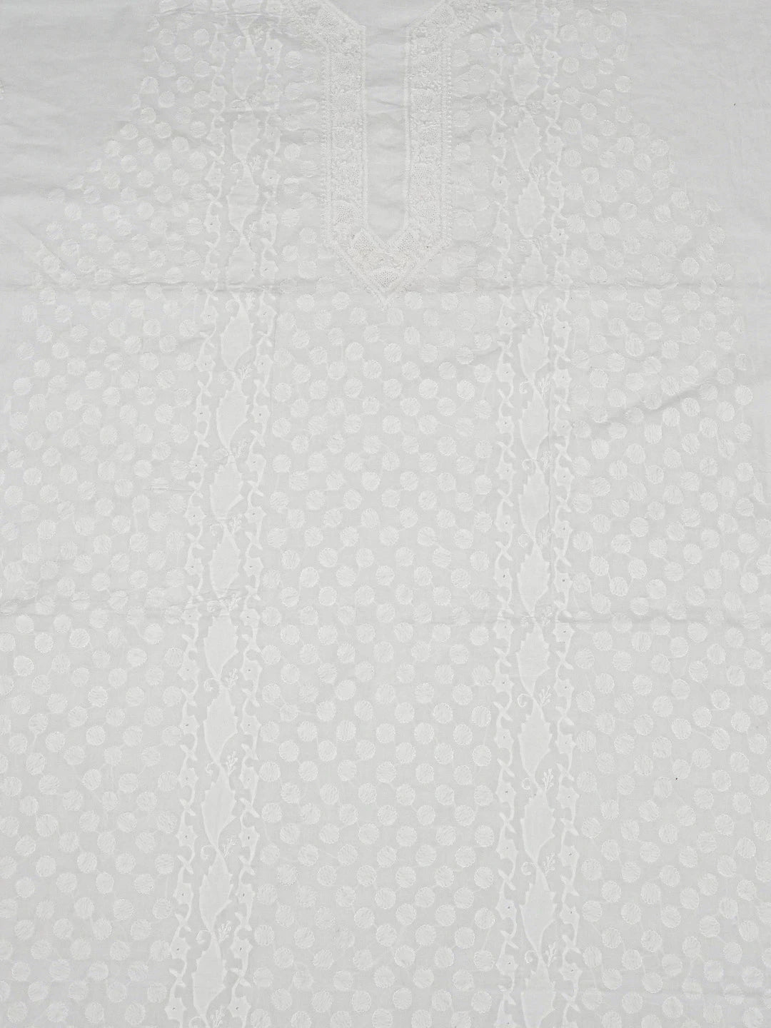Ada Hand Embroidered White Cotton Lucknowi Chikankari Unstitched Men's Kurta Piece 01A186684