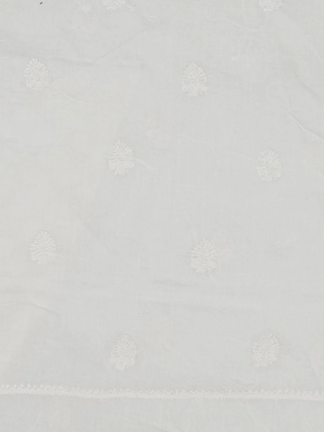 Ada Hand Embroidered White Cotton Lucknowi Chikankari Unstitched Men's Kurta Piece 01A186684