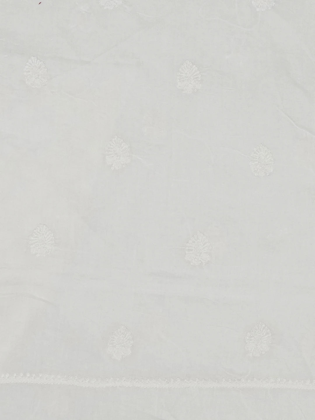 Ada Hand Embroidered White Cotton Lucknowi Chikankari Unstitched Men's Kurta Piece 01A186684