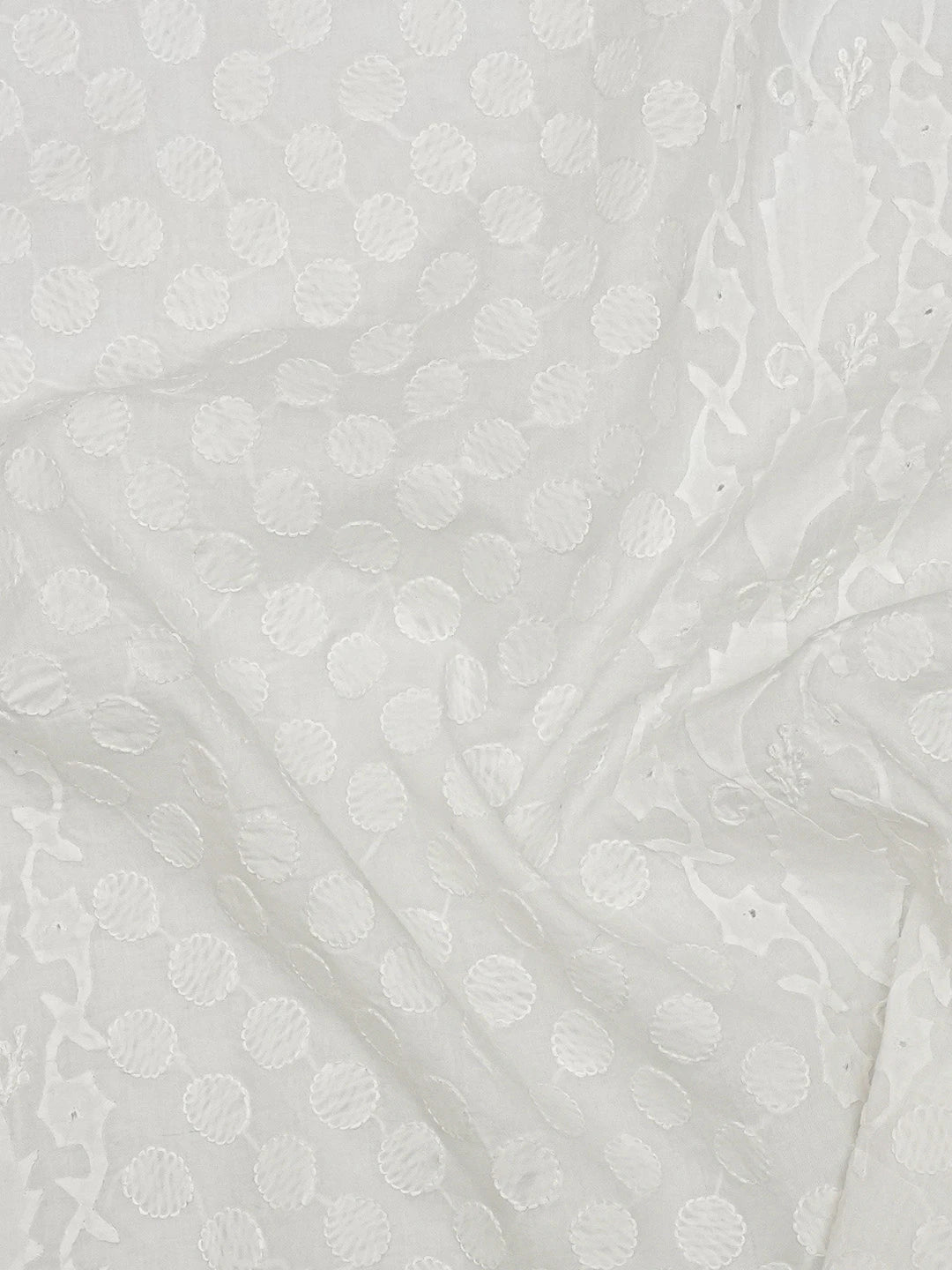 Ada Hand Embroidered White Cotton Lucknowi Chikankari Unstitched Men's Kurta Piece 01A186684