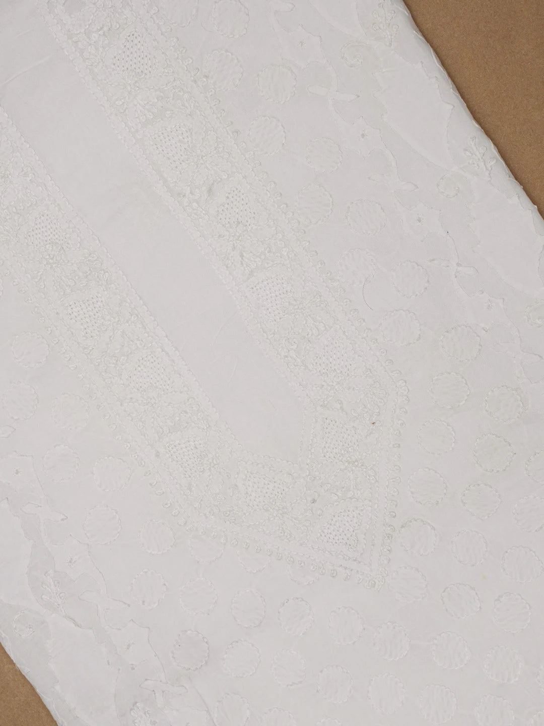Ada Hand Embroidered White Cotton Lucknowi Chikankari Unstitched Men's Kurta Piece 01A186684