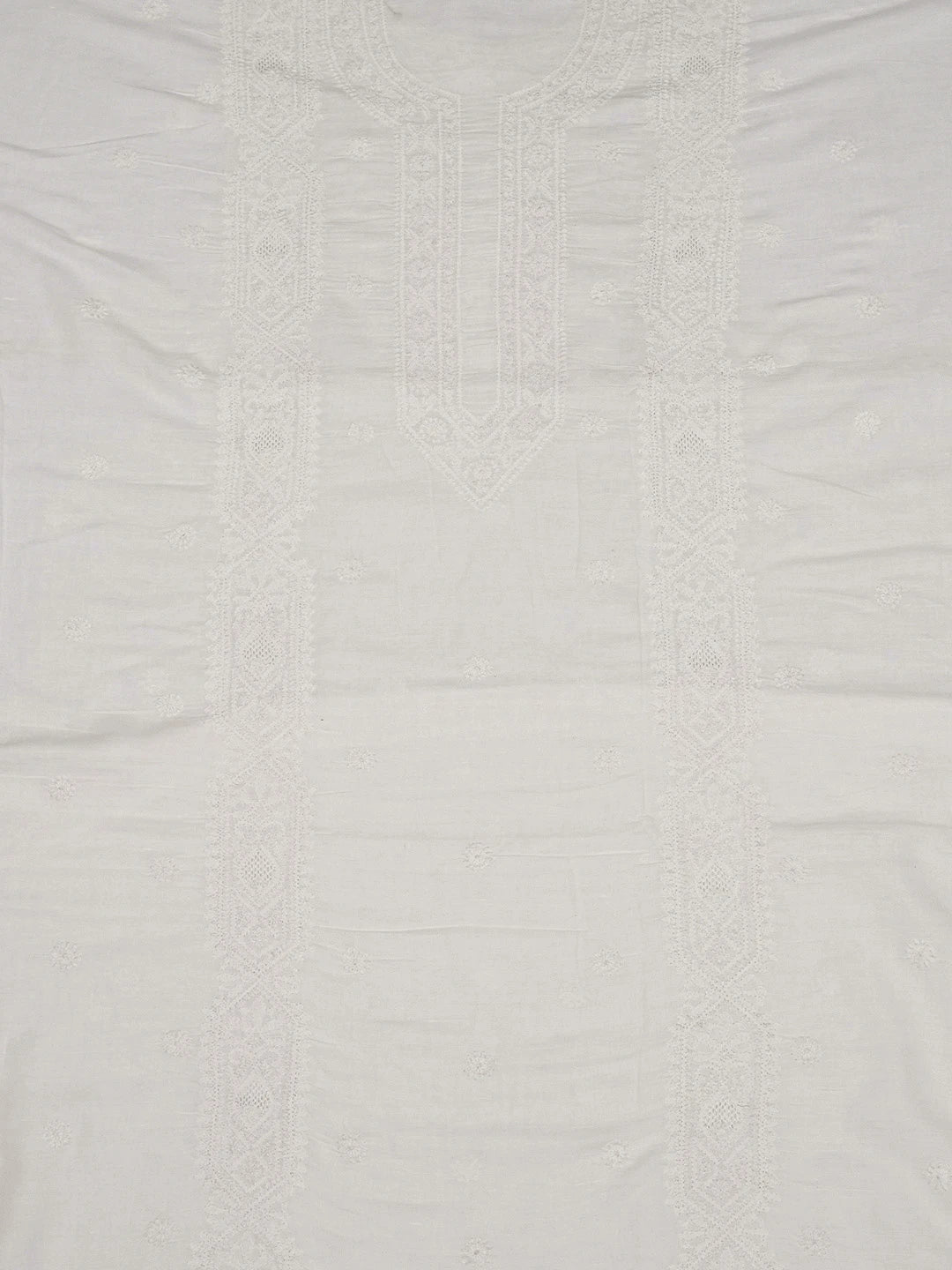 Ada Hand Embroidered White Linen Lucknowi Chikankari Unstitched Men's Kurta Piece 01A229916