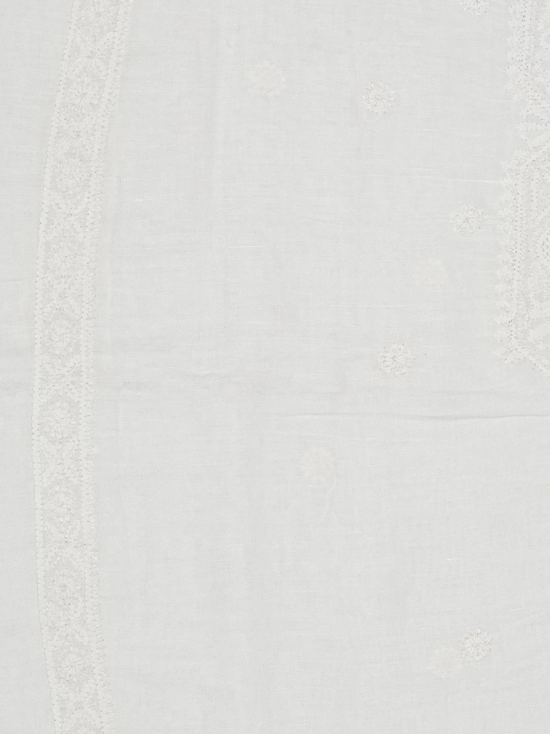 Ada Hand Embroidered White Linen Lucknowi Chikankari Unstitched Men's Kurta Piece 01A229916