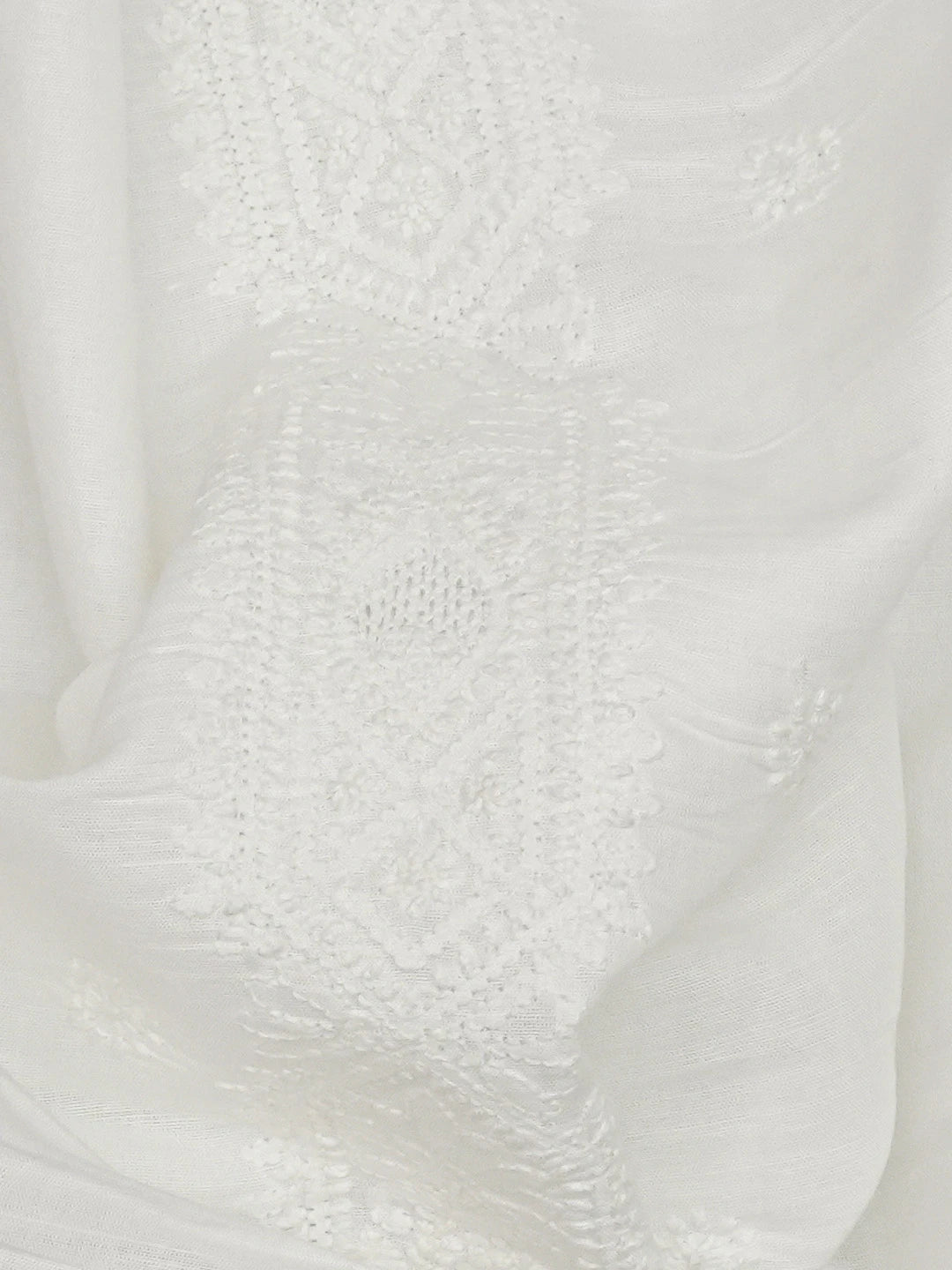 Ada Hand Embroidered White Linen Lucknowi Chikankari Unstitched Men's Kurta Piece 01A229916