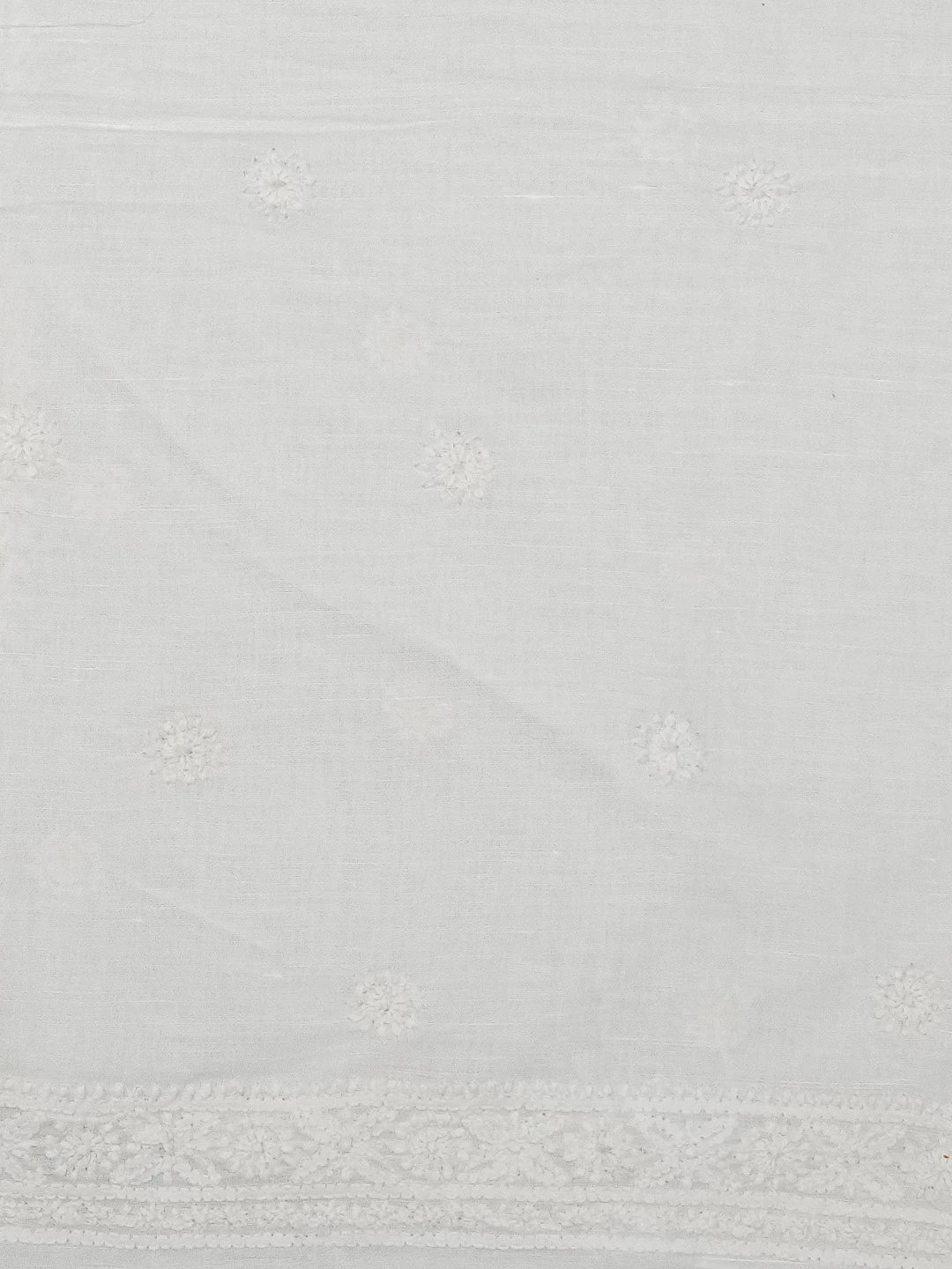 Ada Hand Embroidered White Linen Lucknowi Chikankari Unstitched Men's Kurta Piece 01A229916