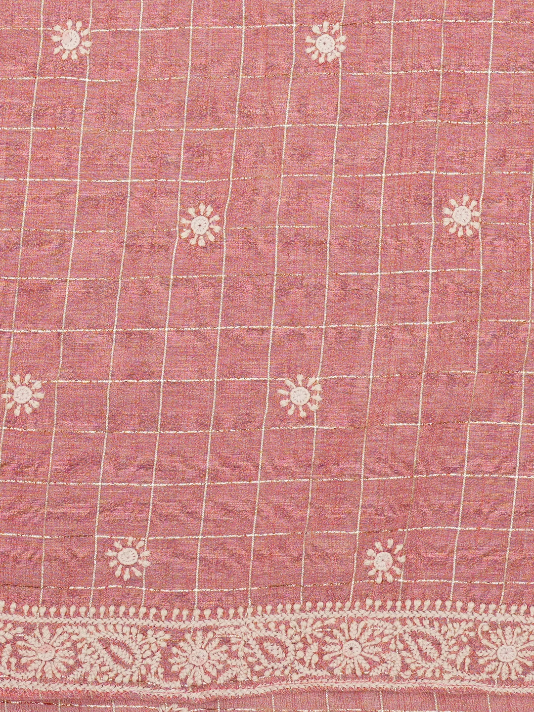 Ada Hand Embroidered Peach Chanderi Lucknowi Chikankari Unstitched Men's Kurta Piece 01A289823